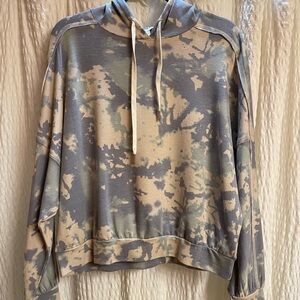 BKE Beige and Olive Patterned Hoodie